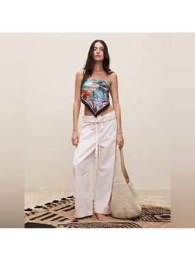 Banana Republic Wide-Leg Drawstring Pants in Pale Pink